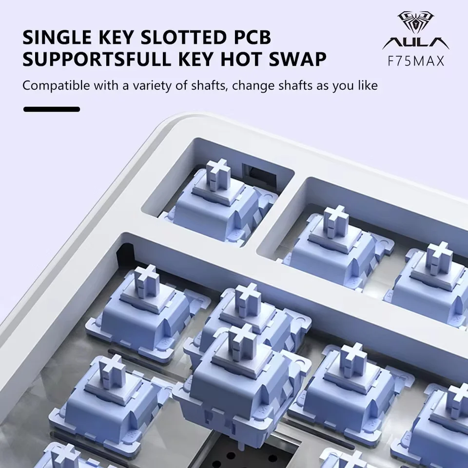 Teclado mecánico inalámbrico AULA F75 MAX con perilla de pantalla TFT, diseño 75% ANSI, teclado para juegos de deportes electrónicos con cable/Bluetooth/2,4G - imagen 3