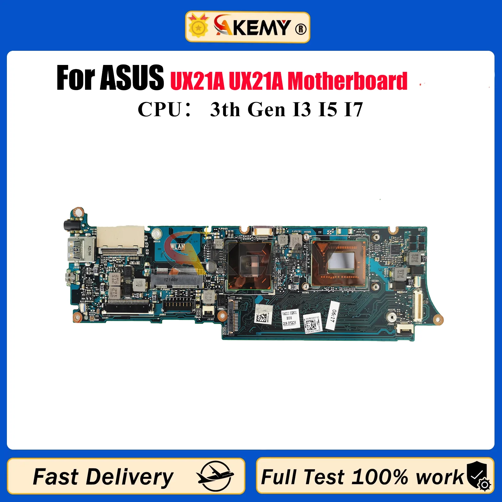 Placa base para ordenador portátil UX21A para ASUS ZenBook UX21A UX21A placa base para portátil con CPU 100% pruebas OK envío rápido de alta calidad