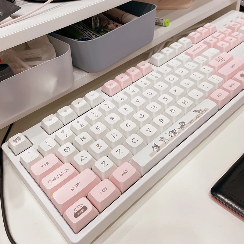 Teclas de perfil XDA de 136 teclas, teclas PBT DYE-SUB con tema de gato bonito, teclas rosas para teclado mecánico para juegos Cherry Mx Switch GMMK Pro - imagen 2