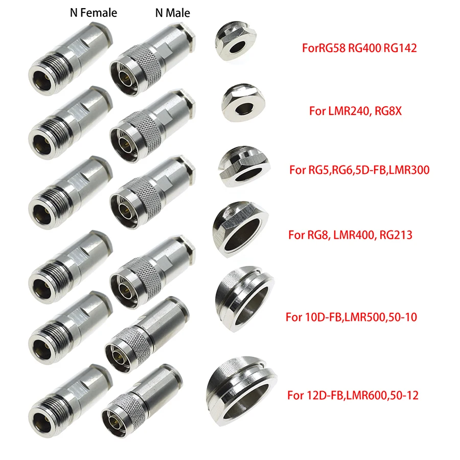 1 abrazadera macho hembra N RG8, LMR400 RG5,RG6,LMR240, RG8X,RG58, RG400, RG142, 10D-FB,LMR500, conector Coaxial RF, Cable Coaxial - imagen 2