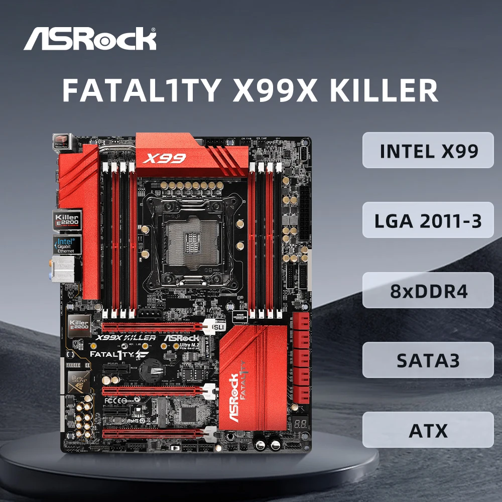 Placa base asrock Fatal1ty X99X Killer LGA 2011-3 Intel Xeon E5 V3 y V4 i7-6900K 6800K CPU 8xDDR4 RAM SATA3 NVME M.2 ranura ATX