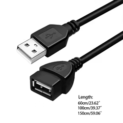 Cable de extensión USB 2,0, línea de transmisión de datos con cable de 0,6 m/1m/1,5 m, pantalla de Ultra alta velocidad, Cable de extensión de datos para proyector
