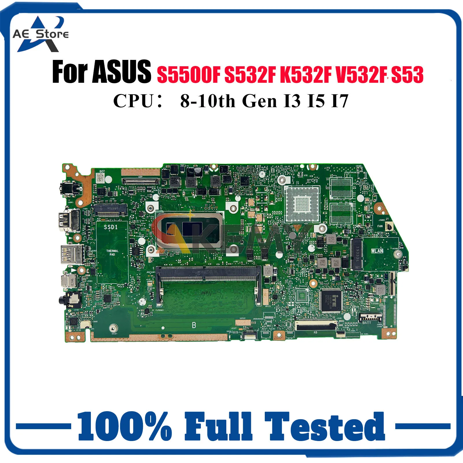 Placa base para ordenador portátil X532FA para ASUS X532F K531F X532FAC X532FLC X532FL S531F S532F K532F S5500F V532F con CPU I3 I5 I7