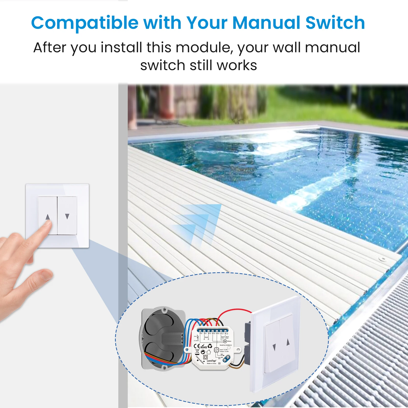 LoraTap Tuya Smart Life DC 12-24V módulo de interruptor para cubierta de piscina Motor eléctrico Control de voz por asistente de Google Alexa - imagen 3
