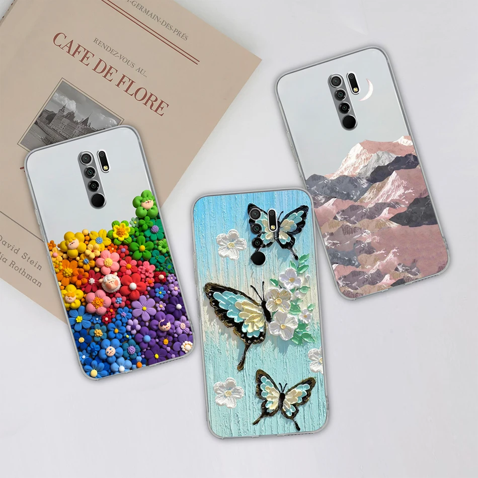 Funda de teléfono para Redmi 9 Prime, Fundas ligeras con flores simples, carcasa transparente de silicona TPU suave y delgada para Redmi9 9Prime Funda - imagen 4