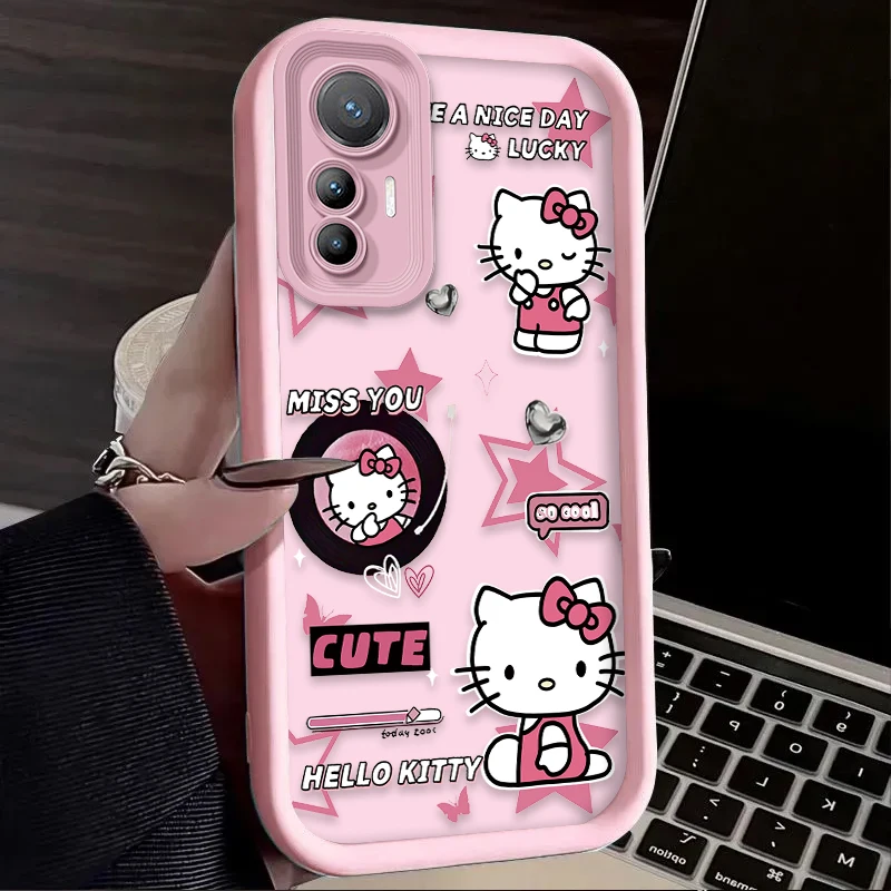 Funda blanda rosa encantadora de Hello Kitty para Xiaomi 14T 13T 12T 11T 13 12 11 Lite 5G NE POCO X6 X5 F6 F5 F3 X4 GT X3 NFC M5S C65 M6 Pro - imagen 3