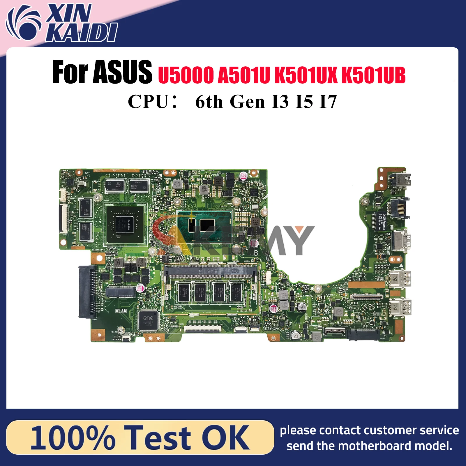 Placa base para ordenador portátil K501UX para ASUS VivoBook K501UWK A501U K501UXM K501U K501UW U5000 K501UB K501UQ K501UX placa base I3 I5 I7 CPU