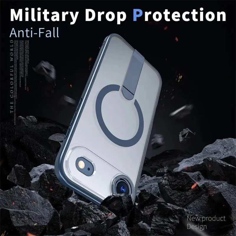 Funda magnética con soporte de lujo para iPhone 17 Air pro max, cubierta transparente con carga inalámbrica Magsafe - imagen 3