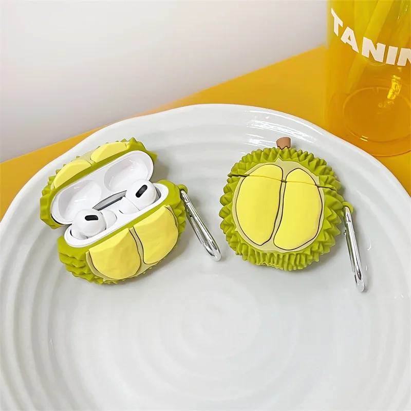 Para Funda Airpods Pro 3, Funda protectora de silicona para auriculares Durian Fruit 3D para Airpods Pro 2 Funda/Airpods 4 3 2 1 Funda - imagen 3
