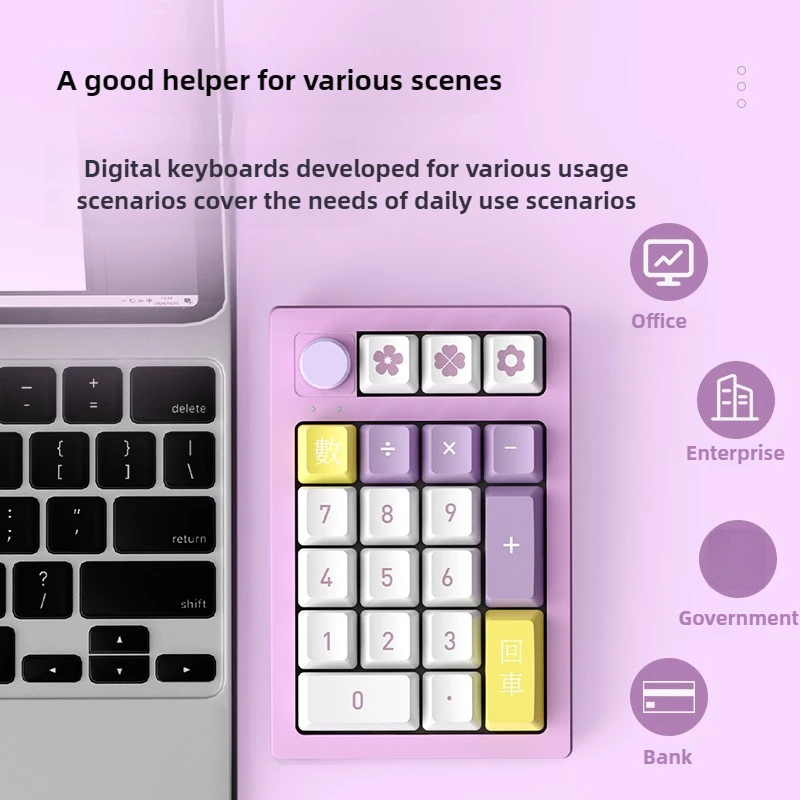 VTER K20 teclado numérico teclado inalámbrico triodo soporte de intercambio en caliente QMK a través de perilla de Control RGB dinámica personalizada Mini Pad - imagen 5