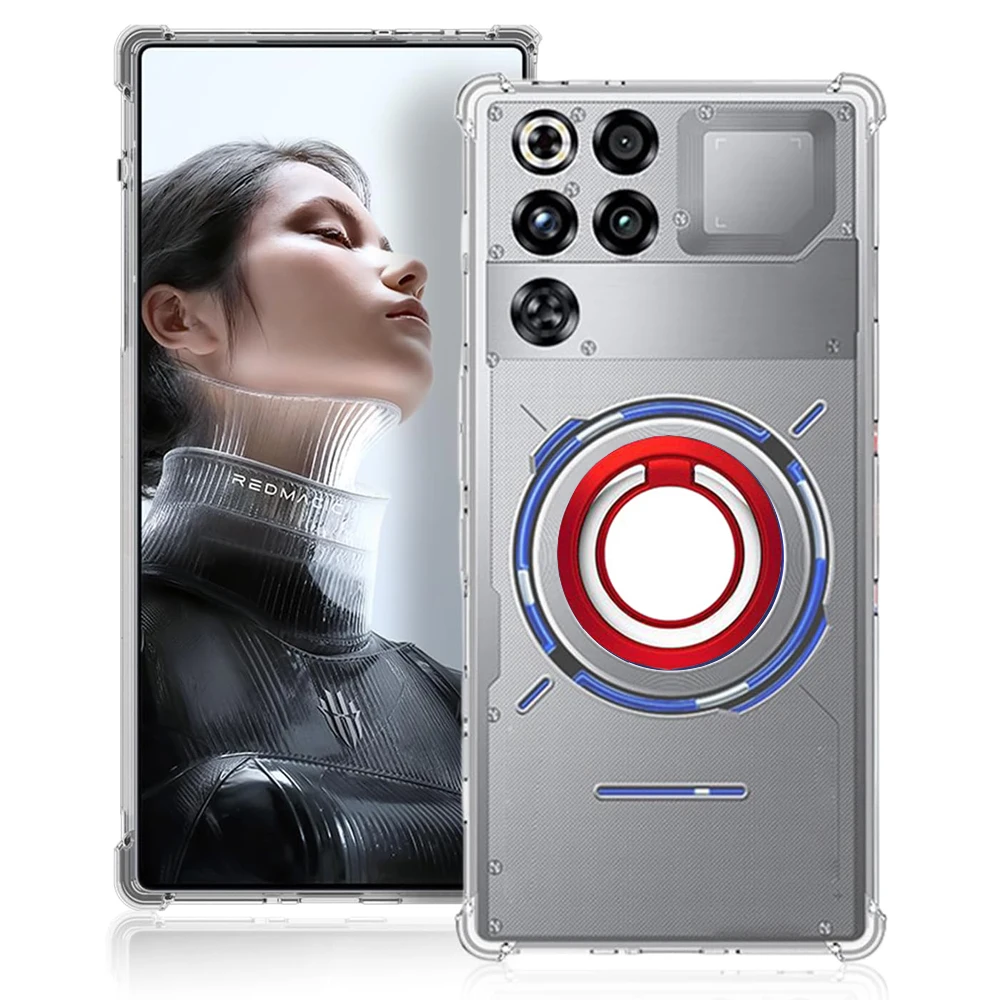 Soporte de anillo con esquinas reforzadas, funda trasera de TPU transparente y suave con soporte para ZTE nubia Red Magic 11 10 10S 9 9S Pro Plus - imagen 3
