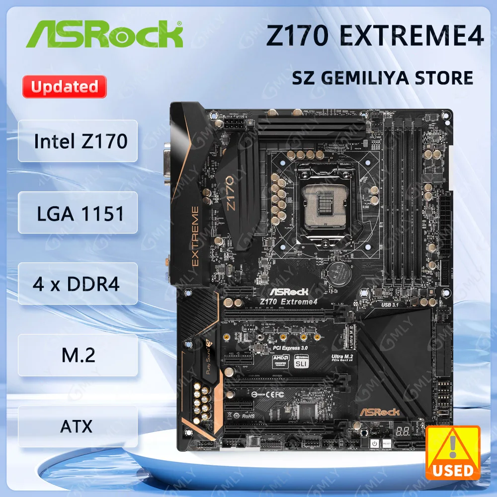 Placa base ASRock Z170 Extreme4 Intel Z170 LGA 115 DDR4 64GB compatible con Core i5-6500 i7-7700K cpu PCI-E 3,0 USB3.1M.2 HDMI ATX