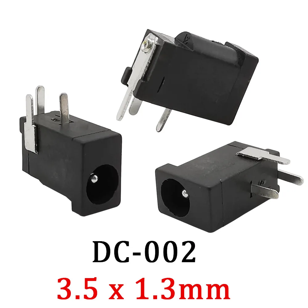 Enchufe hembra de carga de 30V 1A DC-002 DC, conector electrónico DIY de montaje en PCB, adaptador de interfaz Mini DC Jack de 3,5x1,3mm