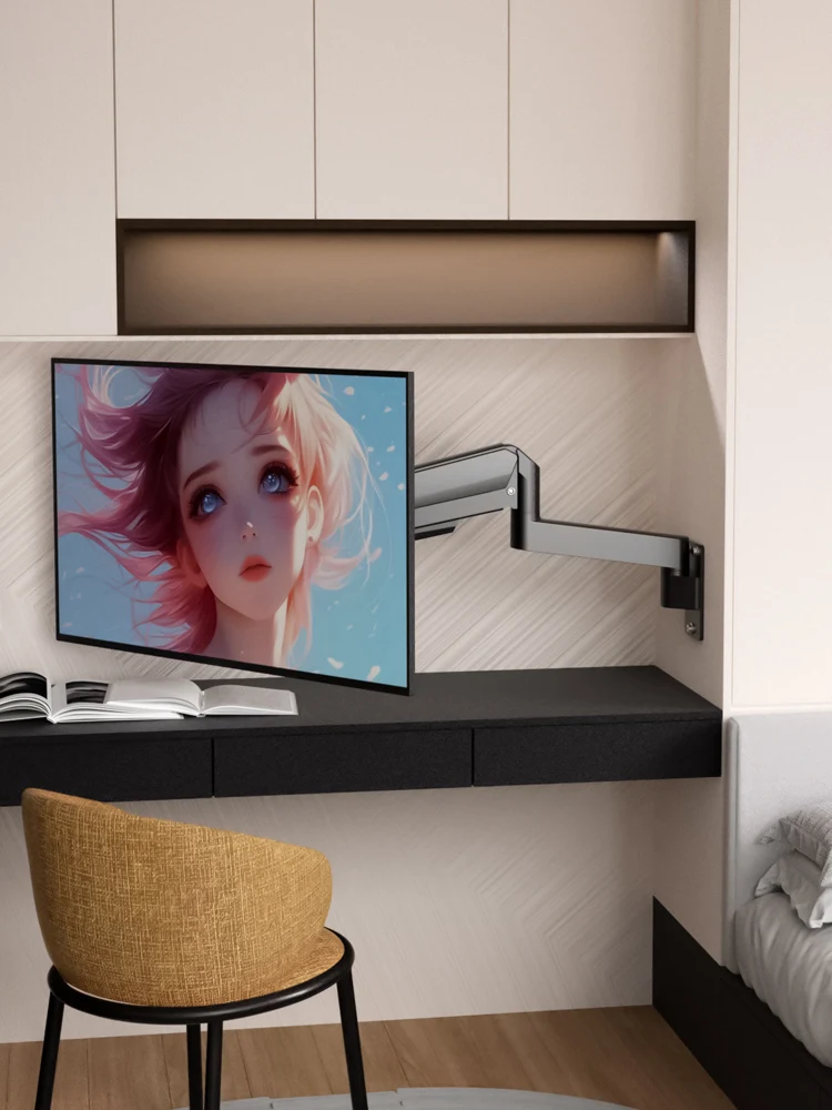 Soporte de pared para monitor ultraancho HILLPORT para pantallas de 32-60 pulgadas, brazo de monitor con soporte de TV individual resistente con resorte de gas de hasta 20 kg W9 - imagen 4