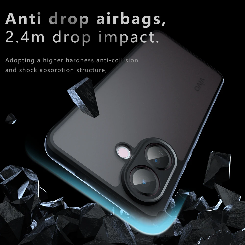 Funda mate para VIVO V60 Lite, a prueba de golpes, piel esmerilada, sensación mate, PC, TPU, cubierta transparente para VIVO V60 Lite, Capa de parachoques - imagen 3