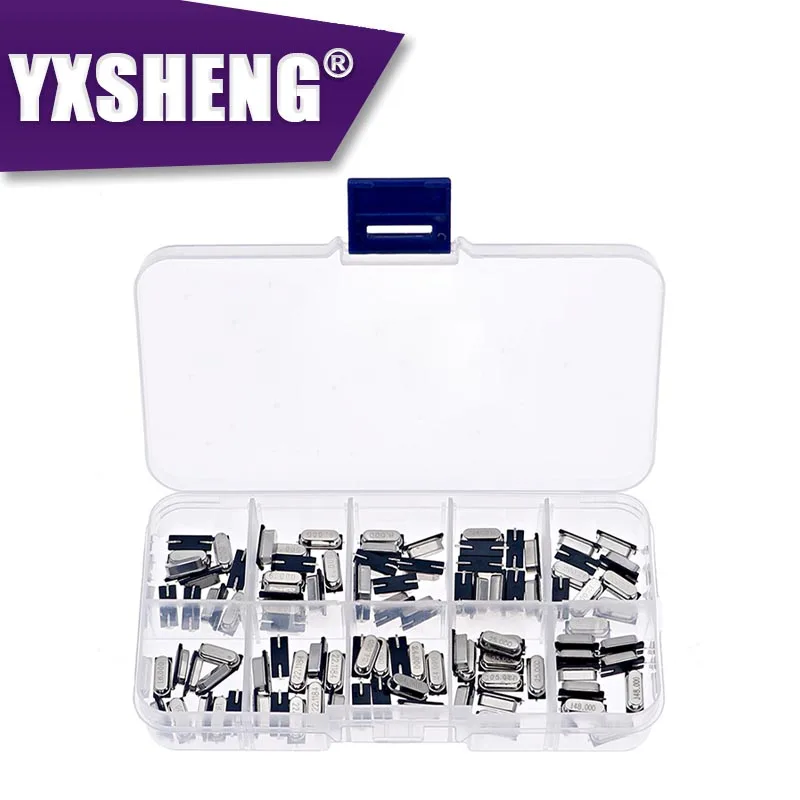 10 valores HC-49S 2 pines 4MHz 6MHz 8MHz 11,052MHz 12MHz 16MHz SMD Kit de oscilador de cristal con resonador de cuarzo 22,1184 24MHz 25MHz 48MHz