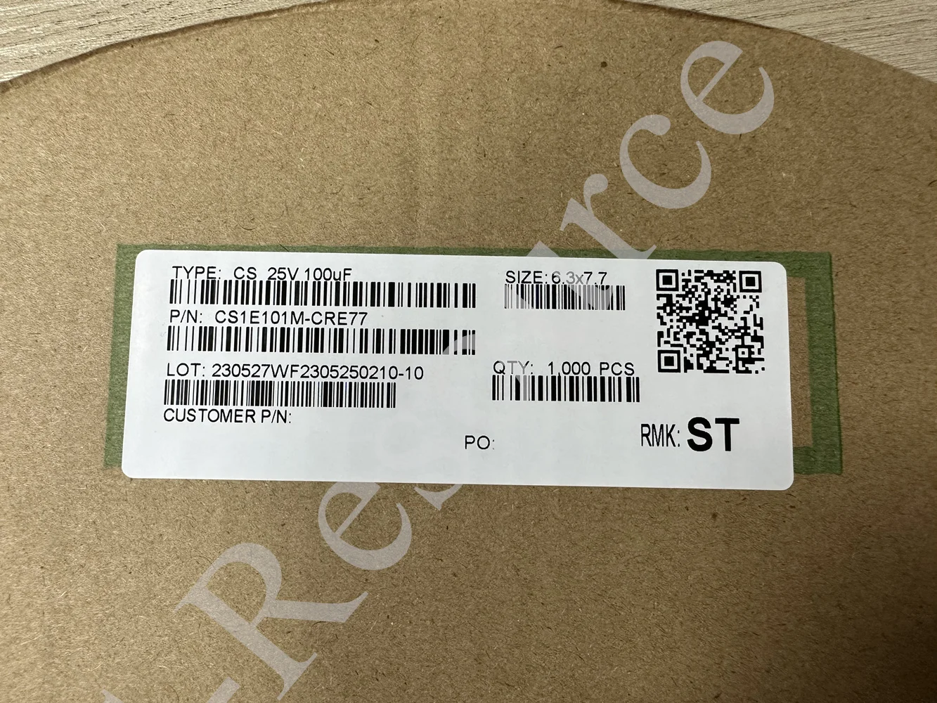(100 uds) condensador electrolítico de aluminio tipo Chip CS1E101M-CRE77 100uF ±20% 25V