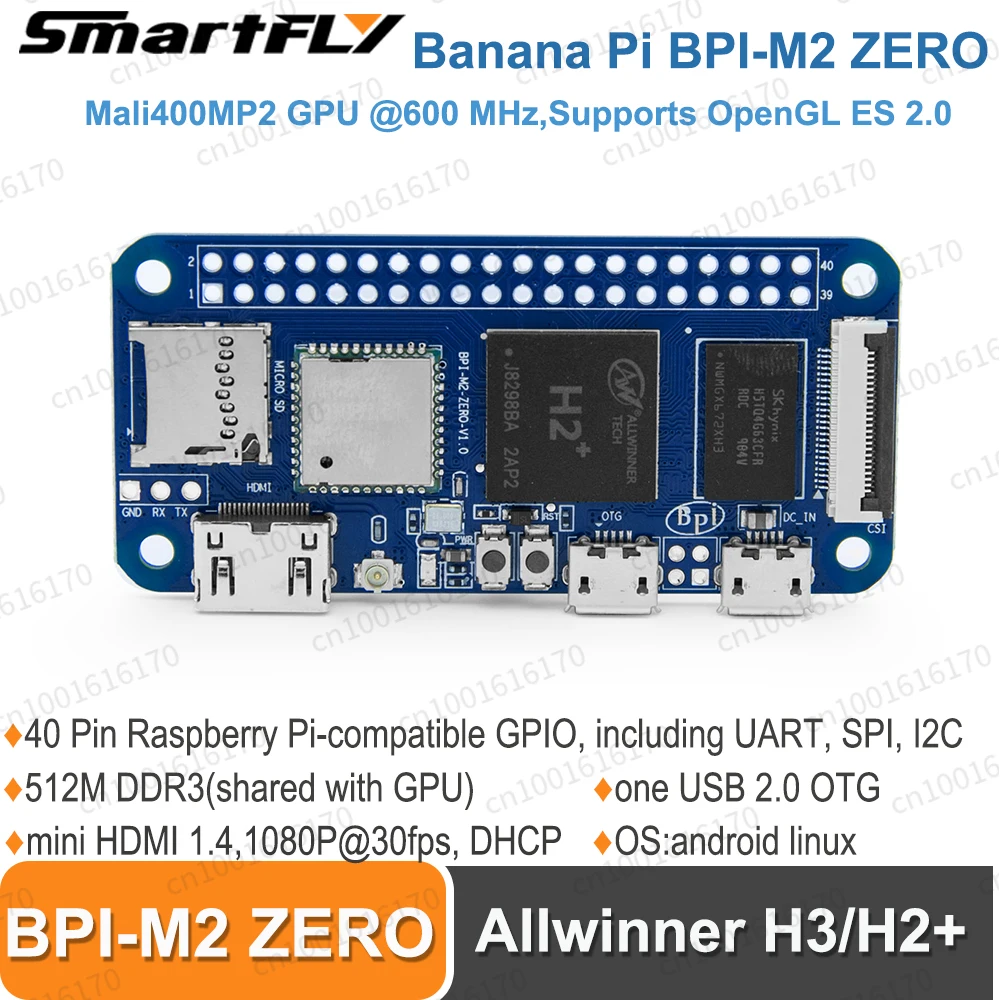 Banana Pi BPi-M2 Zero Quad-Core Allwinner H3 512MB DDR3 RAM ordenador de placa única compatible con Linux Android desarrollo de código abierto