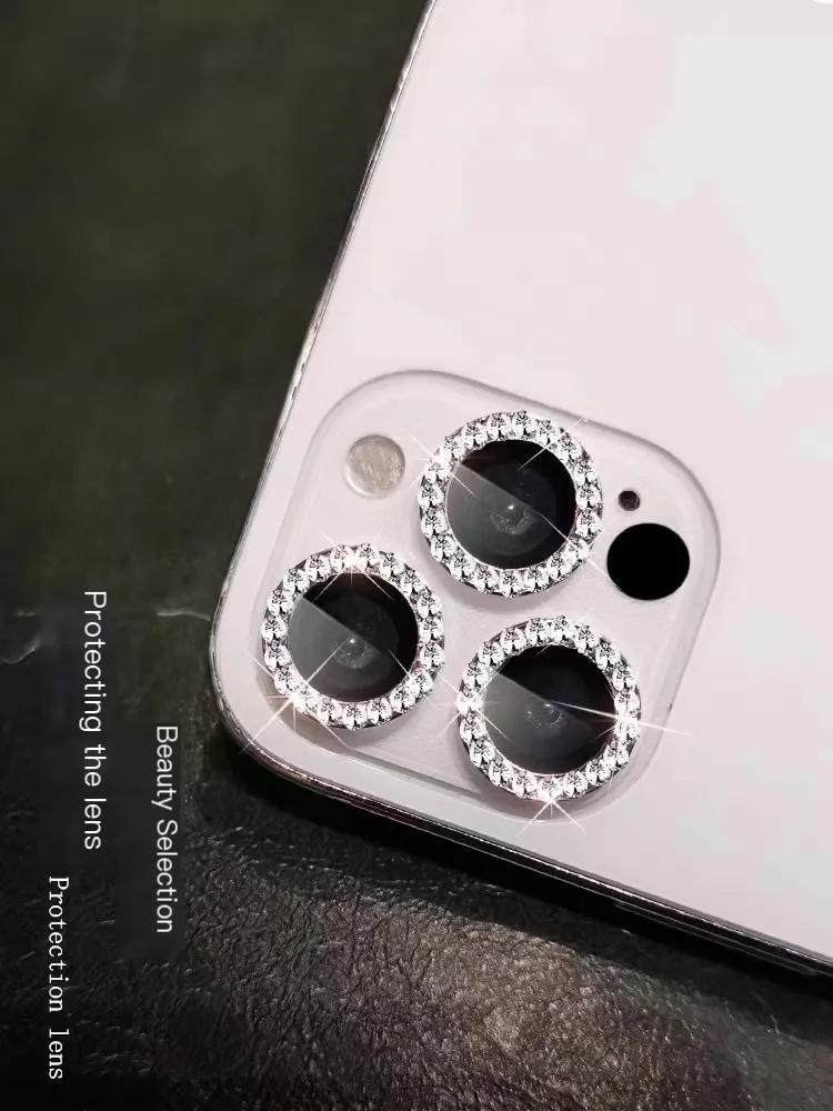 Protector de lente de cámara de diamante brillante para iPhone 14 Pro Max Plus 13 12 Mini 14Pro, película de protección de vidrio templado para iPhone 15 - imagen 5