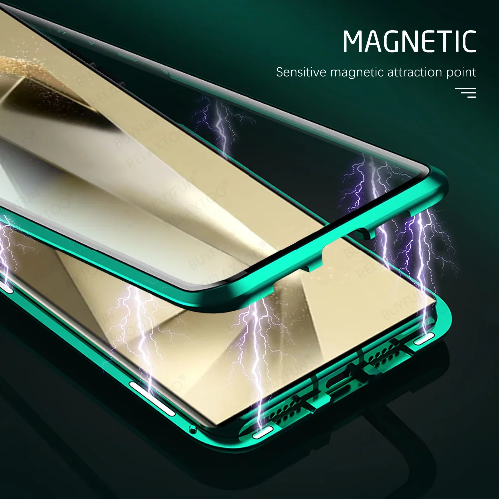Funda de vidrio protector de doble cara para Samsung Galaxy S24 Ultra S 24 Plus, carcasa con tapa magnética de 360 °, 5G - imagen 2