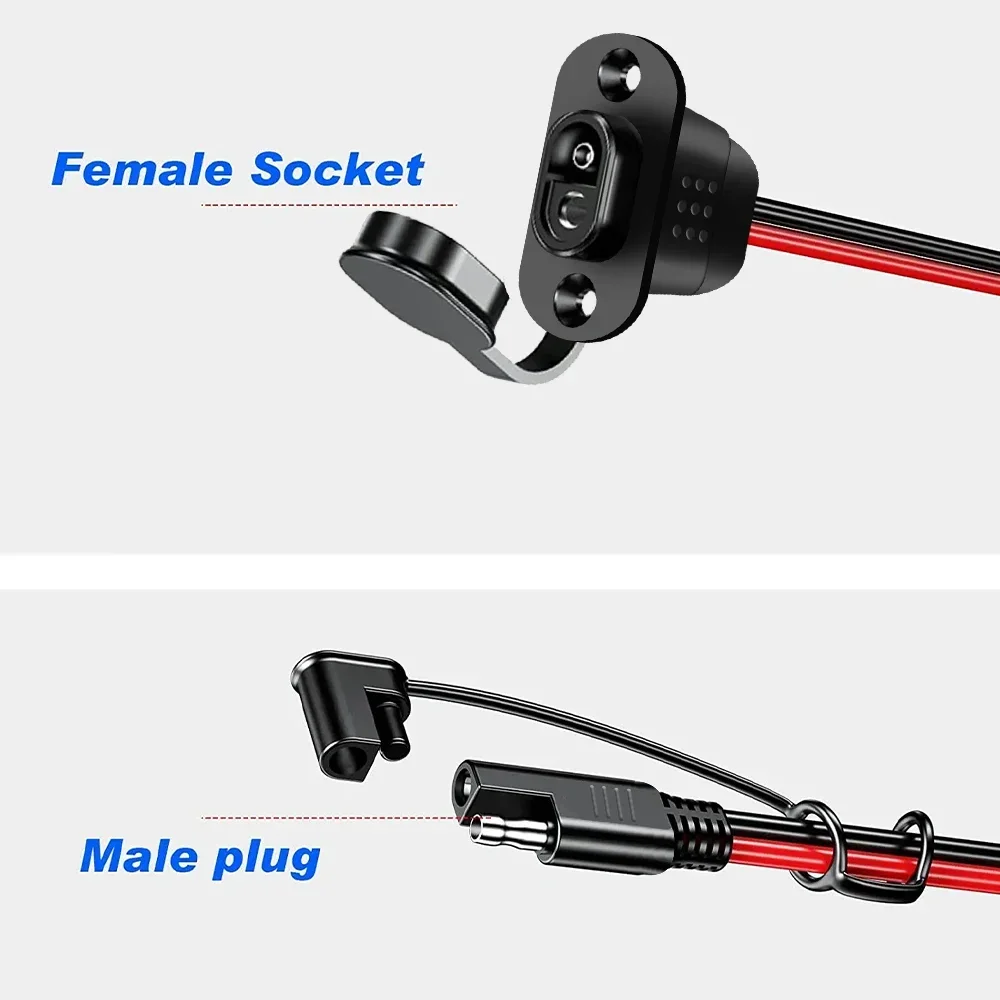 1/2 juegos de arnés de conector rápido SAE adaptador SAE enchufe macho a Cable de enchufe hembra 12AWG Cable de extensión SAE impermeable para cargador - imagen 4