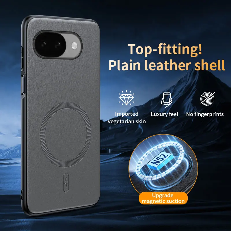 For Google Pixel 10A Case Magnetic Leather Shield Cover For Google Pixel 10A Anti-Fingerprint Non-Slip PC+TPU - imagen 3