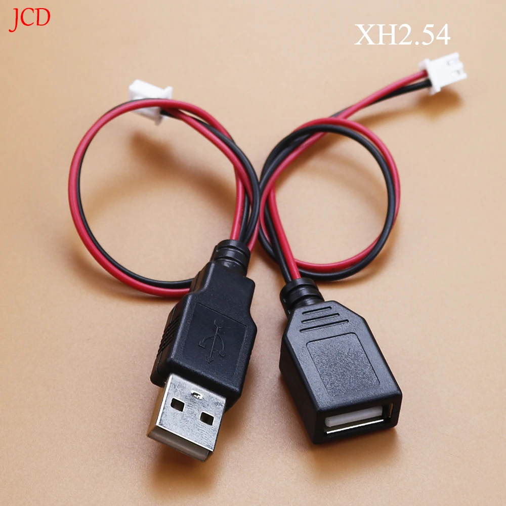 2 uds cabeza USB macho y hembra a cable terminal de XH2.54-2P, cable de alimentación de 2 núcleos, enchufe USB a cable adaptador de terminal PH2.0