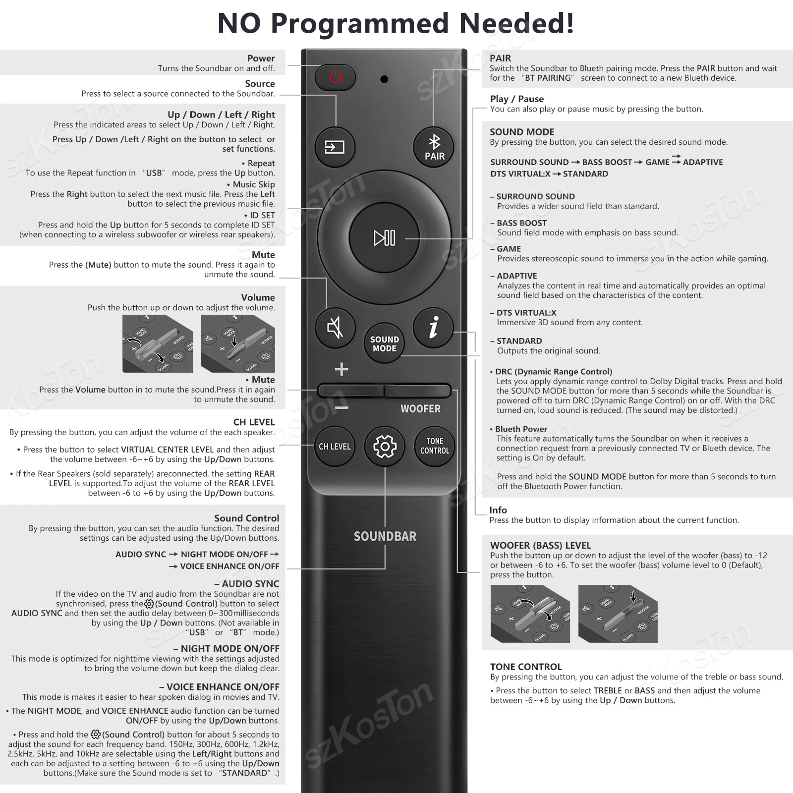 Barra de sonido remota para Samsung, sistema de altavoces, reemplazo de sonido envolvente, Control remoto para Samsung Audio Home Theater - imagen 4