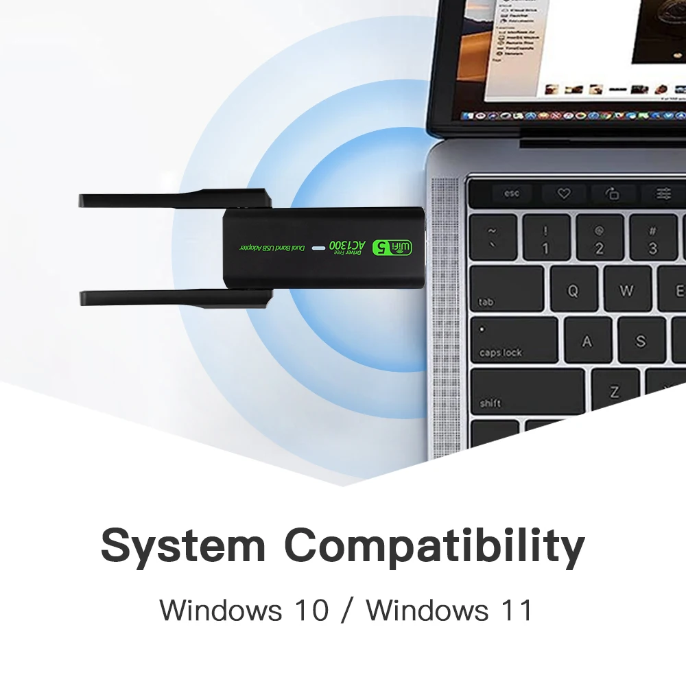 FENVI-Adaptador USB WiFi de 1300Mbps, doble banda, 2,4 GHz/5GHz, receptor de señal Dongle inalámbrico, antena externa para PC/portátil Win 7/10/11 - imagen 3