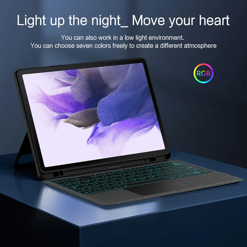 Teclado AJIUYU Trackpad para Sasnen Galaxy Tab S7 FE S8 Plus 12,4 "S7 Plus funda para teclado mágico desmontable con portalápices - imagen 3