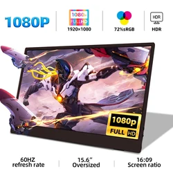 ZSUS 15,6 pulgadas 1920*1080 Monitor portátil 1080P para ordenador portátil XBox PS4/5 interruptor teléfono móvil extensión de PC Mointor móvil