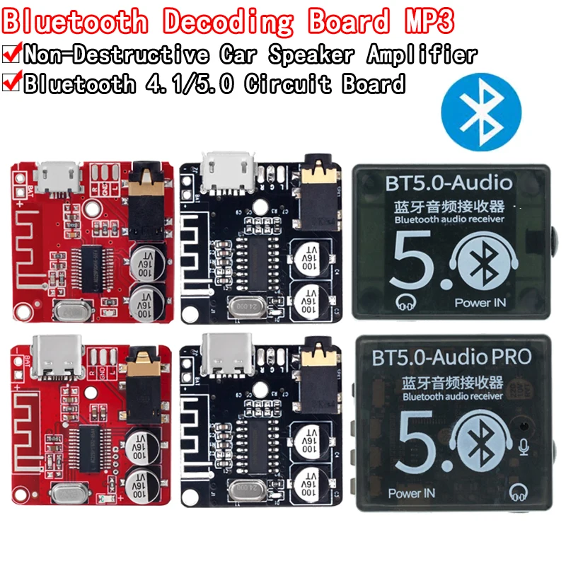 Mini placa decodificadora Bluetooth 4,1/5,0, receptor de Audio BT5.0 PRO, reproductor MP3 sin pérdidas, amplificador de música estéreo inalámbrico, módulo tipo c