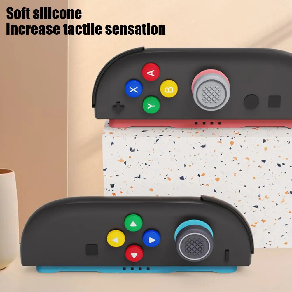 Tapa de botón de silicona para Nintendo Switch, tapas de empuñaduras de 2 botones, tapa de Joystick + juego de pegatinas de botón, accesorios para consola de juegos para Switch2 - imagen 2