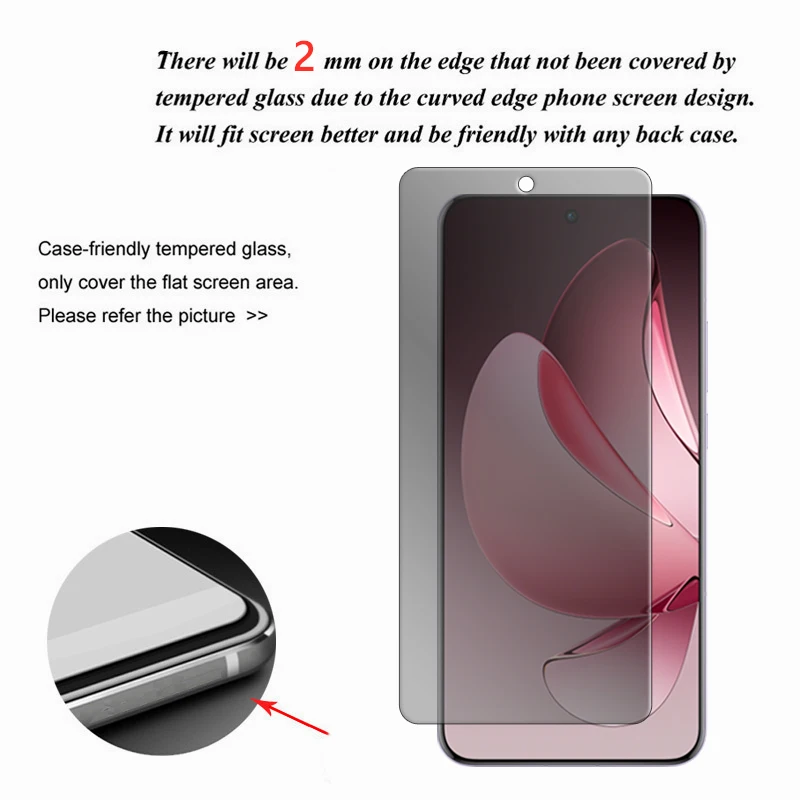 Para OPPO Reno13 F vidrio para OPPO Reno13 F 5G 4G vidrio templado pegamento completo Anti-espía Protector de pantalla de privacidad para OPPO Reno13 F - imagen 3