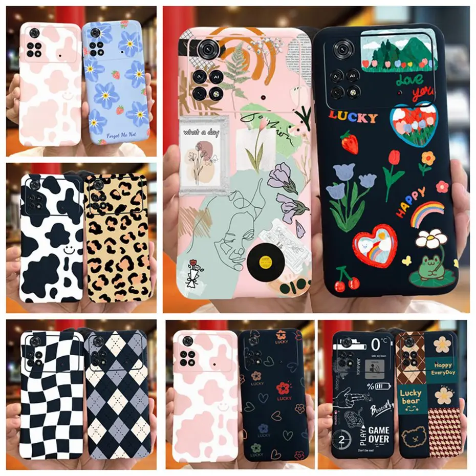 Funda de teléfono para Xiaomi Poco M4 Pro, carcasa trasera de TPU de silicona suave con patrón encantador, Color caramelo, 5G, 4G