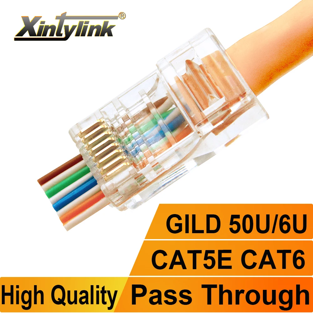 Xintylink-conector rj45 cat6 cat5e 50U/6U, cable ethernet, utp 8P8C rj 45 cat 6, red lan jack cat5 internet, alta calidad - imagen 2