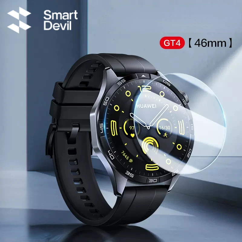 SmartDevil Smartwatch con película de vidrio templado para Huawei Watch GT4, Protector de pantalla de cubierta completa HD, antihuellas, 46mm, 41mm