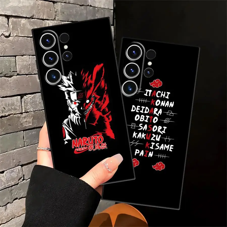 Funda artística con logotipo de Akatsuki de dibujos animados para Samsung Galaxy S25 Edge S23 Ultra S20 S24 Plus S21 FE, funda de teléfono suave negra - imagen 4