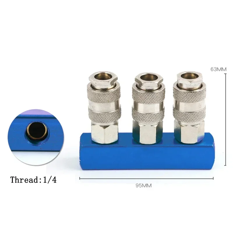 Acoplador rápido neumático de 3 vías y 4 vías, accesorios de empuje de estilo europeo para compresor de aire, acoplamientos de liberación rápida PT1/4 - imagen 4