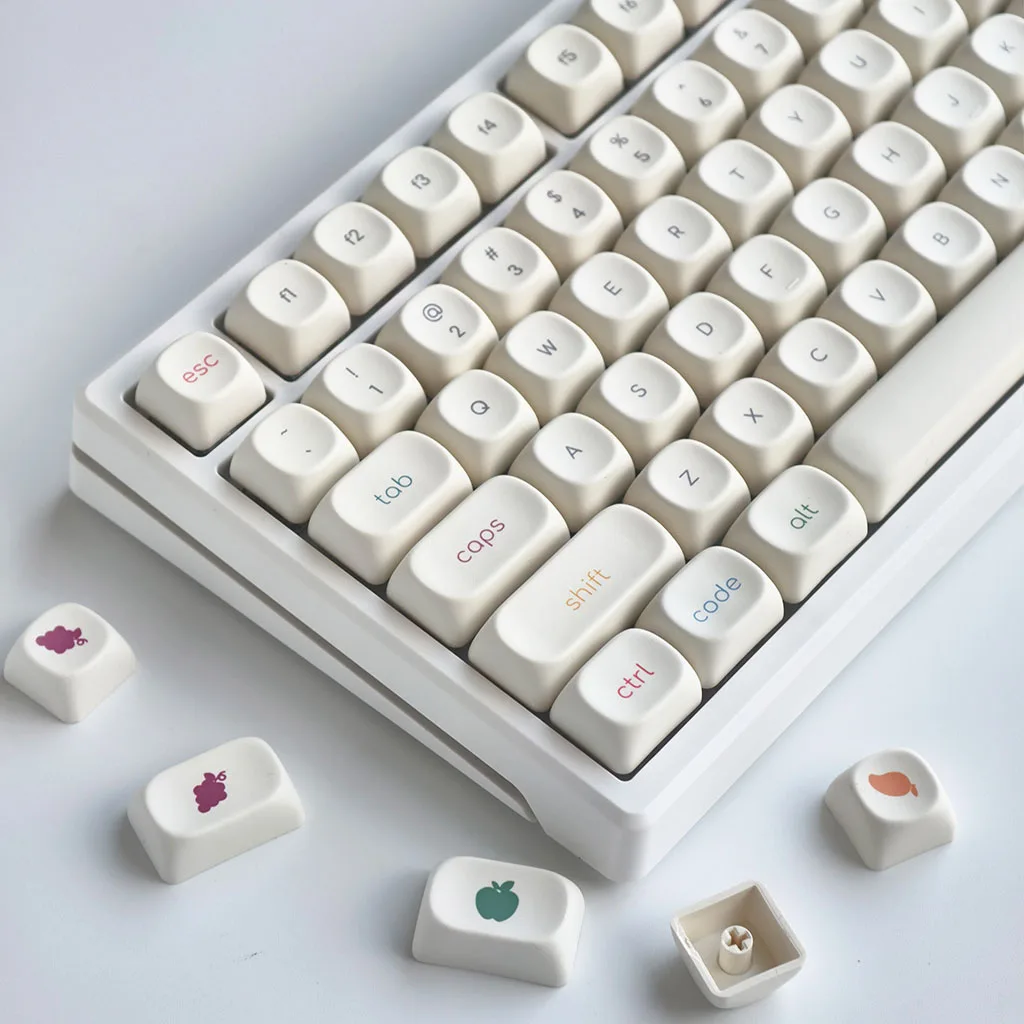 Cute Frozen Yogurt Keycap MOA Minimalist Milky White Round Ball Caps 124Keys PBT Thermal Sublimation Mechanical Keyboard Keycaps - imagen 3