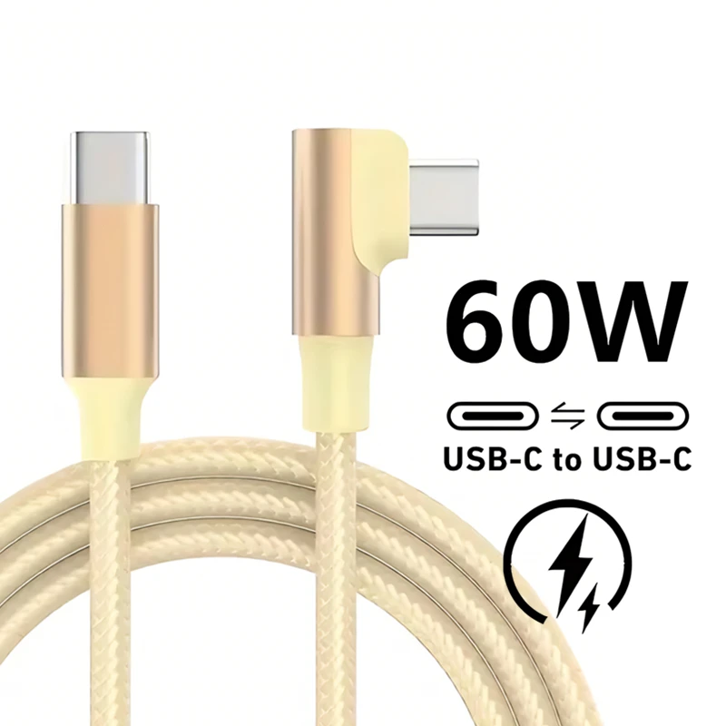 Cable de carga rápida USB C con codo de 90 grados para iPhone 16 15 Pro Max Samsung Xiaomi Redmi POCO OnePlus Cables tipo C trenzados de nailon - imagen 5
