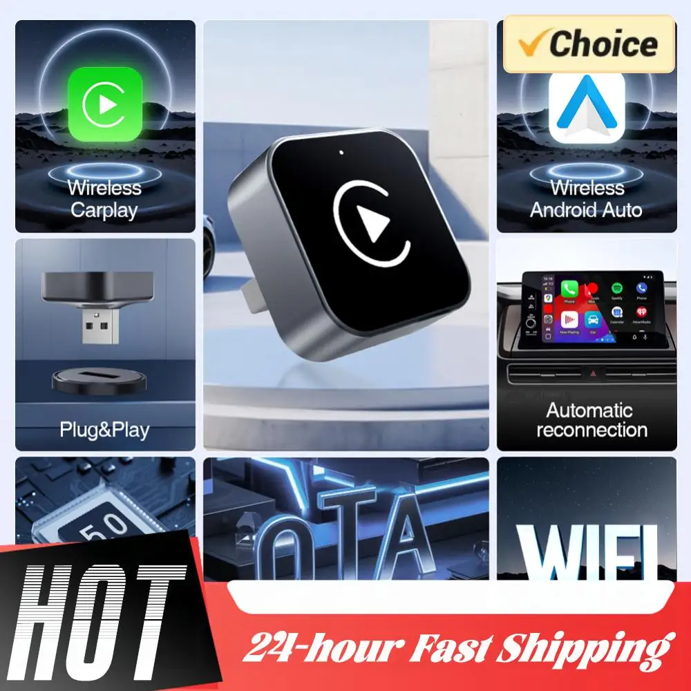 Adaptador inalámbrico 2 en 1 CarPlay Android Auto Carplay AI Box Plug & Play Smart TV Box sistema inteligente de coche para coches con cable de fábrica