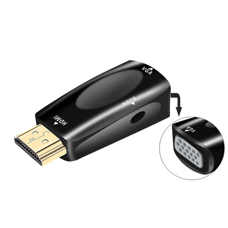 MUICAI-convertidor de Cable HDMI a VGA, convertidor macho a hembra, adaptador HD 1080P, Audio de 3,5mm para TV Box, PC, portátil y tableta - imagen 3