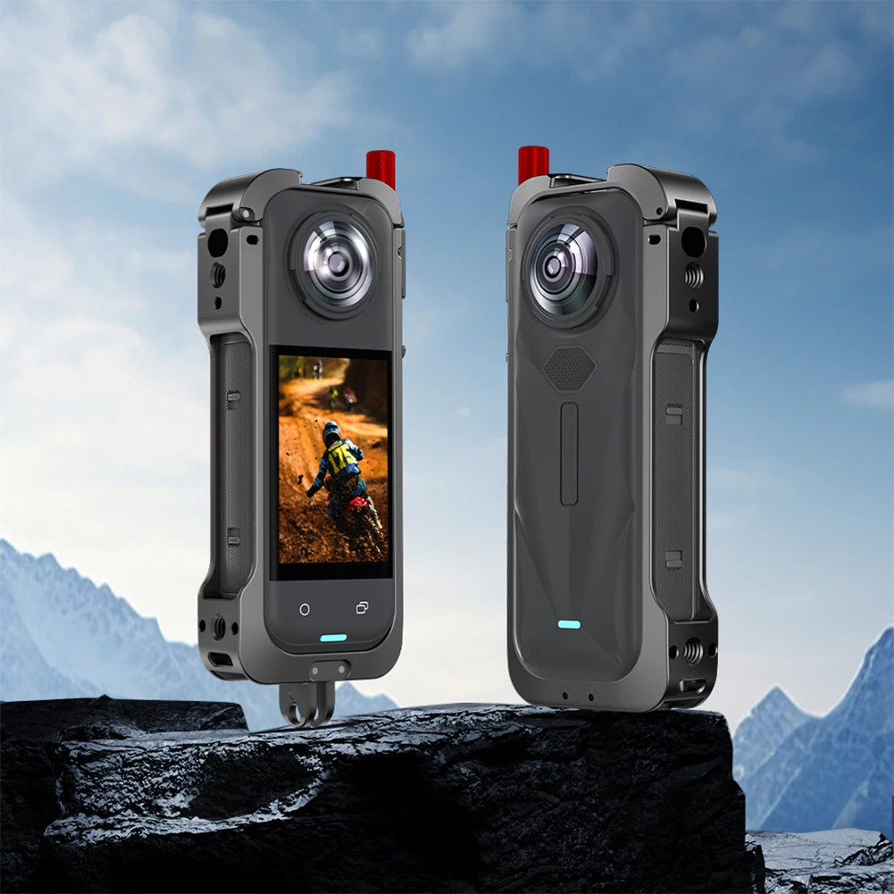 Marco protector con protector de lente, jaula para conejos de liberación rápida, soporte para zapata fría, funda protectora para accesorios de cámara Insta360 X5 - imagen 4