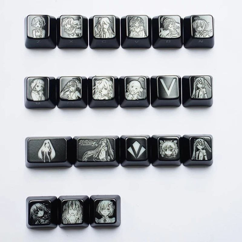 Juego de 9 teclas, tapa de tecla transparente personalizada, personalidad de EE. UU., tema de dibujos animados de Anime, tapa de tecla de teclado mecánico para Lovelive - imagen 3