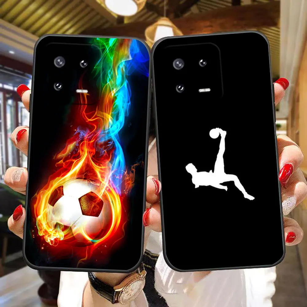 Funda de teléfono con foto personalizada de balón de fútbol de fuego para Xiaomi 11 11T 12 12T 13 14 14T 15 POCO F5 F6 F7 X3 X5 M4 M5 M6 M7 Pro