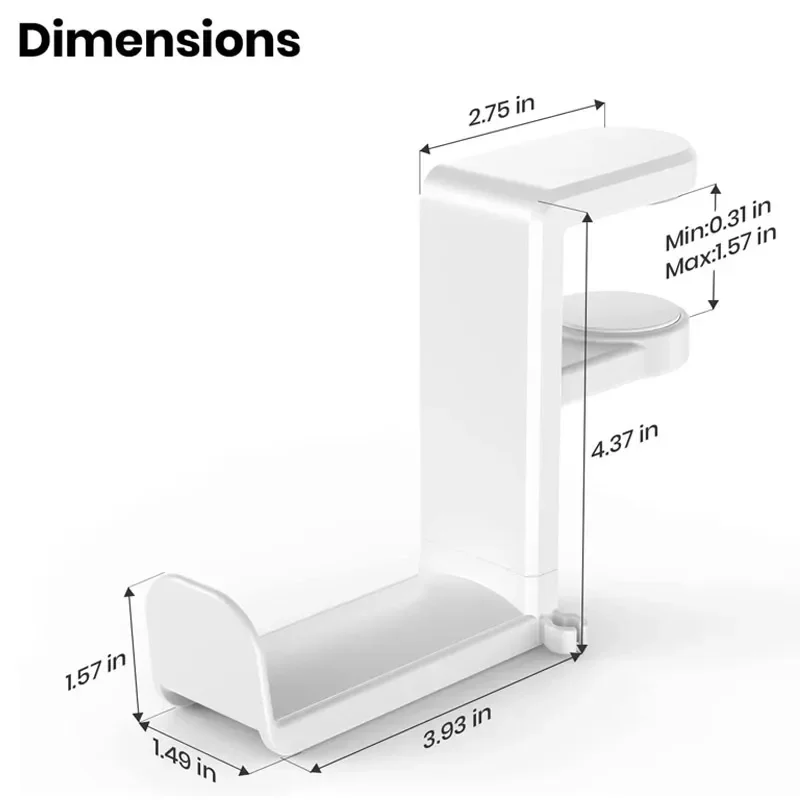 360 ° Soporte giratorio para auriculares, soporte para auriculares de escritorio, auriculares para juegos de PC, gancho para colgar en escritorio para controlador de auriculares - imagen 5