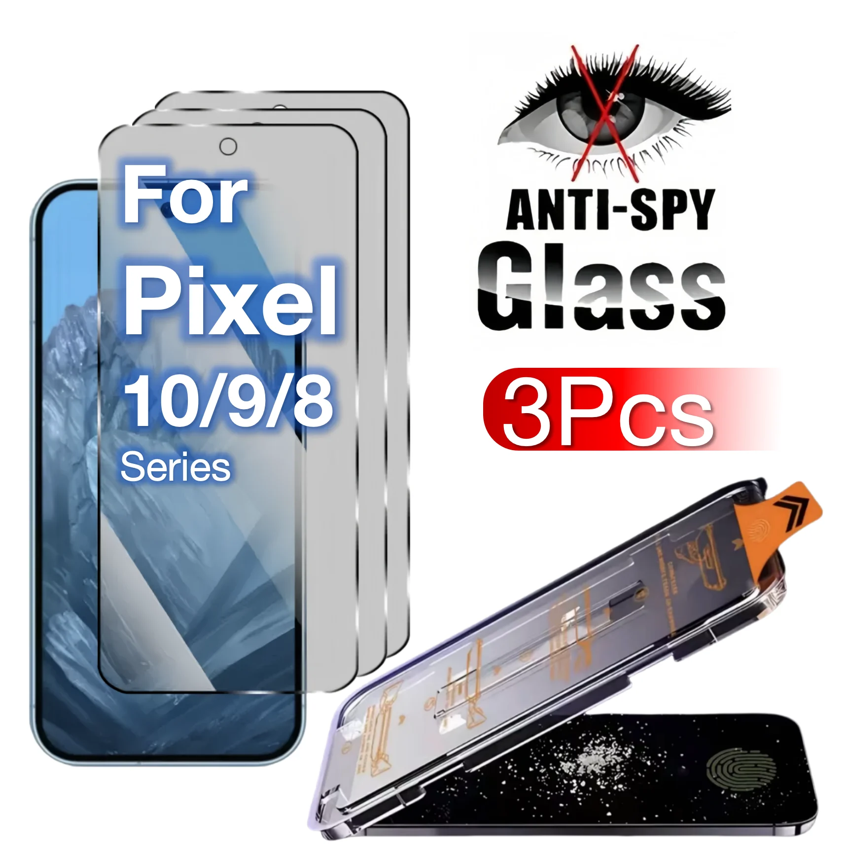 3 uds para Google Pixel 10 9 Pro XL 8A 8 7 7a 5G 4G Protector de pantalla antiespionaje accesorios de vidrio templado sin polvo Kit fácil