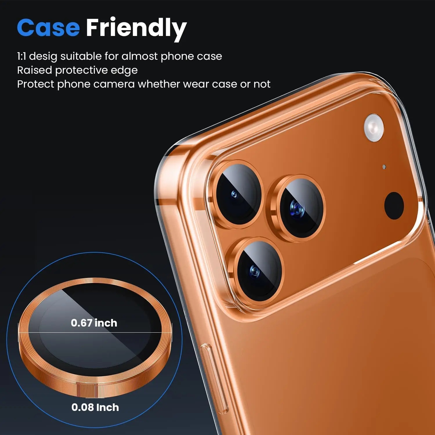 Funda protectora de lente de cámara naranja para iPhone 17 Air 16 Pro Max 15 Plus 14 13 Mini iPhone17 17Pro accesorios de película protectora - imagen 3