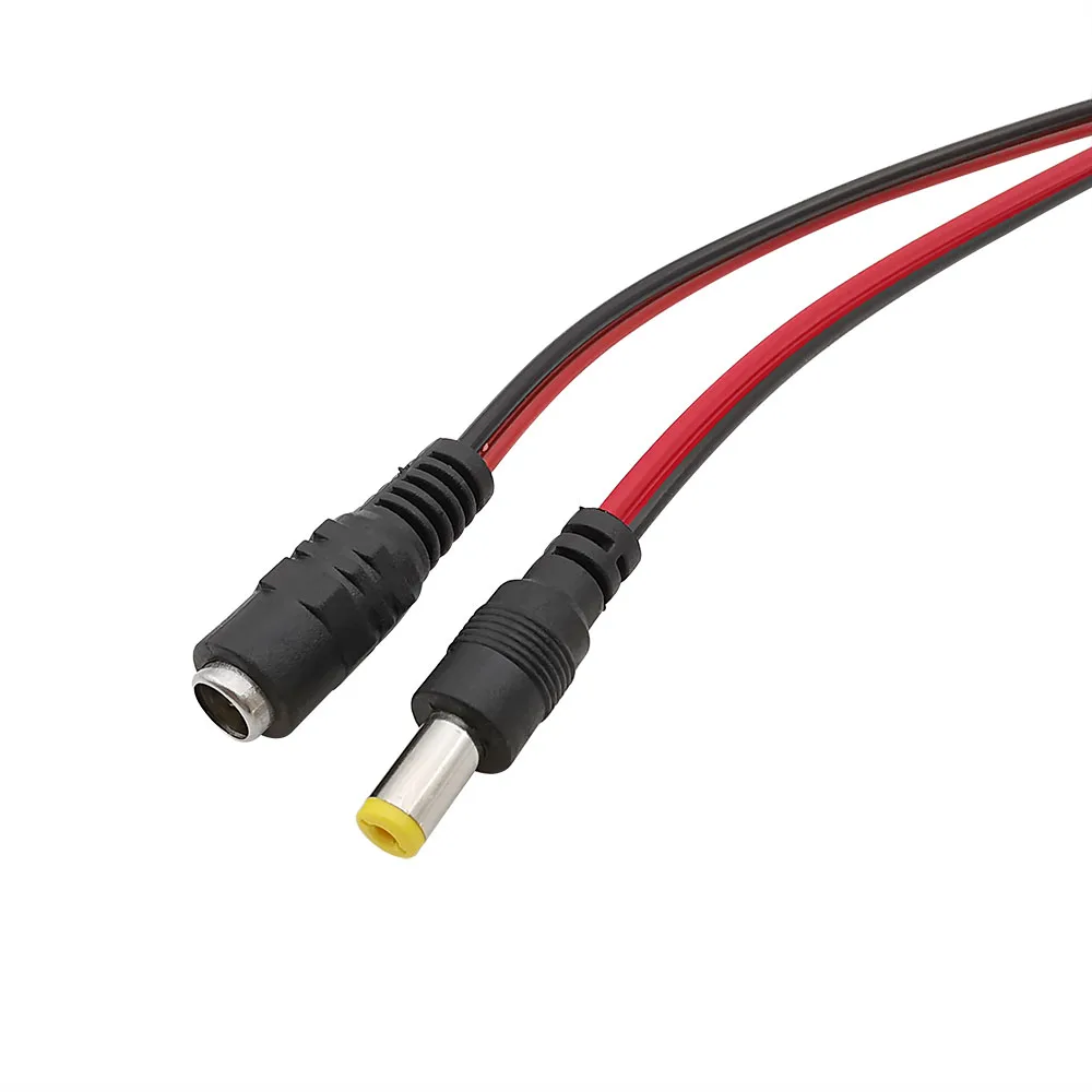 10 Uds 5,5mm x 2,1mm macho hembra conector de clavija de alimentación CC cable en espiral 12V 1A para cámara de seguridad CCTV 25cm de longitud - imagen 2